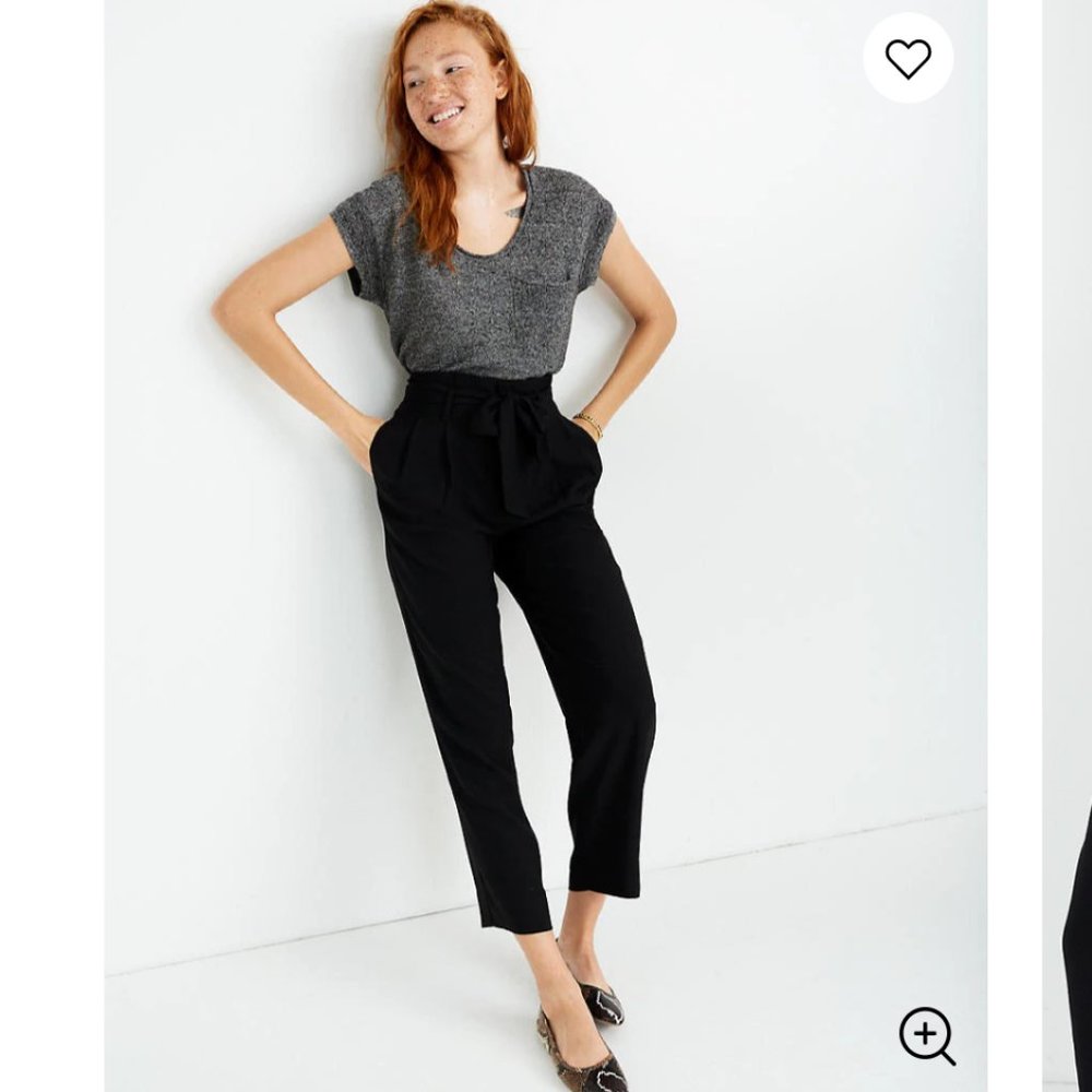 Madewell Black Paperbag Waist Tie Trousers